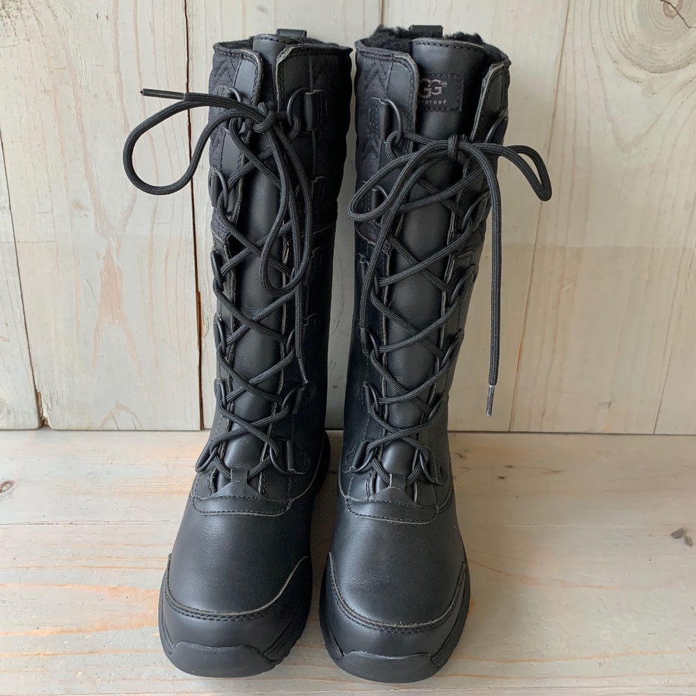 UGG ATLASON BLACK TALL LACE UP  WINTER BOOTS NEW - Picture 6 of 10